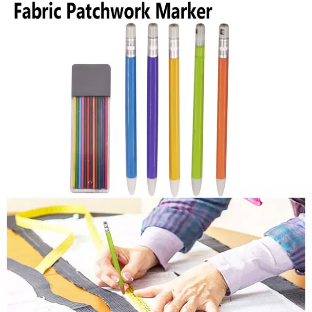 Bolígrafos marcadores de tela de patchwork lápiz de tiza sastres con 12 piezas recargas hágalo usted mismo costura-JQ