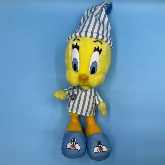 Vtg Tweety Bird 18” Plush Toy Bedtime Night Cap Slippers Ace Looney Tunes 1997