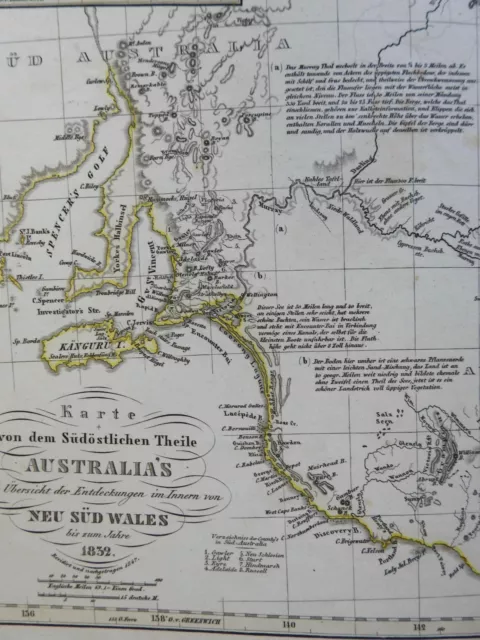 Australia New South Wales Kangaroo Island Brisbane 1832-47 Stieler detailed map 2