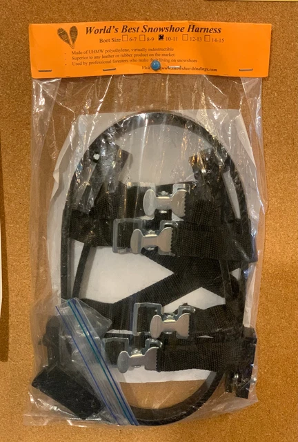 snowshoe bindings, harness, snowshoes, World's Best SIZE 10 - 11