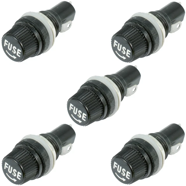5 X Montage Panneau Châssis Support Fusible pour 5x20mm Fusibles Verre 10A 250V