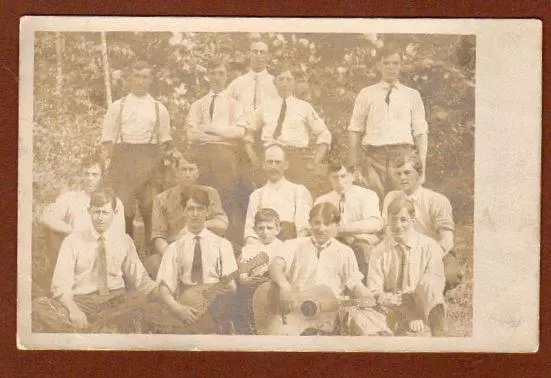 Vintage Rppc 1905-1908 Era*Sailboat Stamp Box*15 Men Boys*Cape May New Jersey Nj