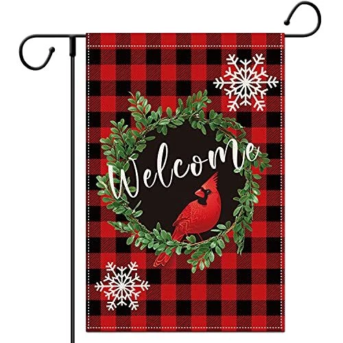 Christmas Garden Flag, Winter Garden Flag, Christmas Yard Flag, Cardinal Gard...
