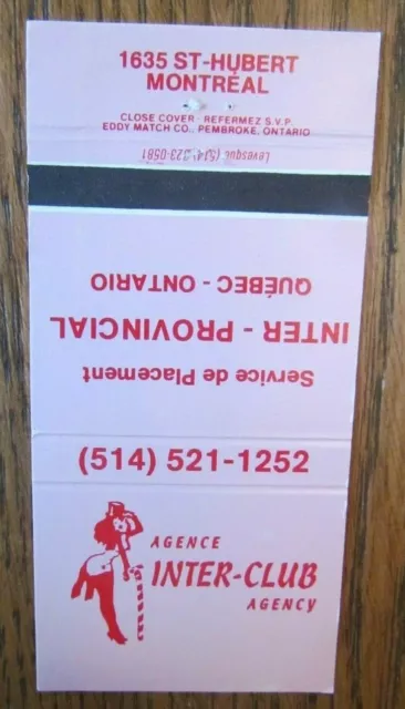 Girlie: Inter-Club Agency Matchbook Cover (Montreal, Quebec) -D23