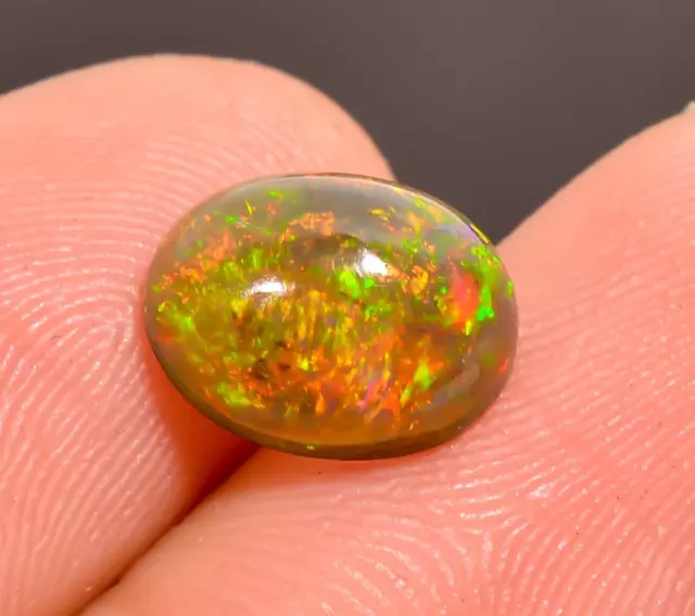 Natural Black Ethiopian Opal Oval Shape Full Fire Opal Gemstone 1.8 Ct 9X7X4 mm