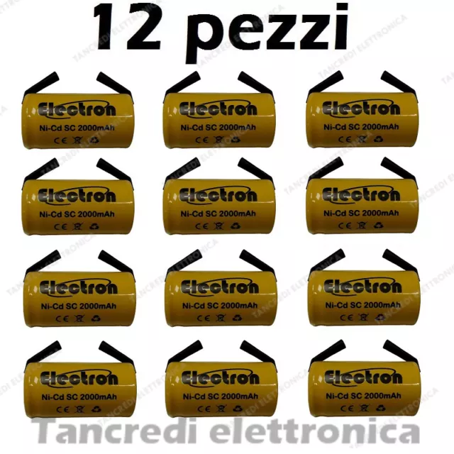 12Pz Batteria Ricaricabile Ni-Cd 1,2V 2000Mah 22X42 A Saldare Skb Elcart Exitv