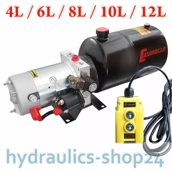 Hydraulikaggregat, Hydraulik Pumpe 12V LED 180 bar 2000W Anhänger, LKW, Kipper