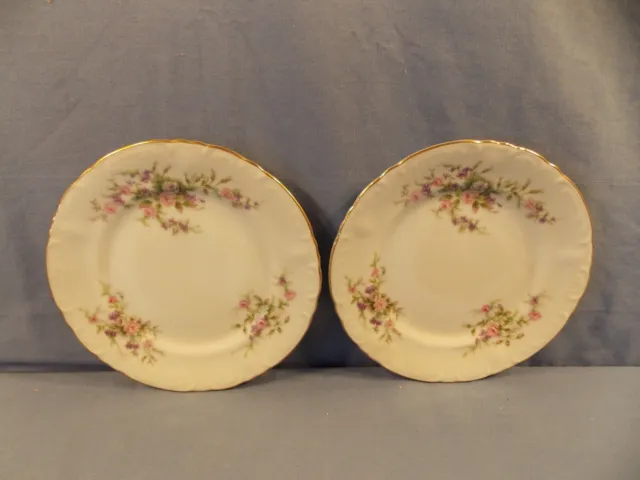 JAPAN China "Forget Me Not Pink (#18002)" 2 Bread & Butter Plates 6 1/4"