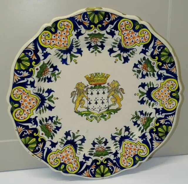 -BELLE ASSIETTE CERAMIQUE HENRIOT QUIMPER décor style ROUEN COLLECTION DECO XXe