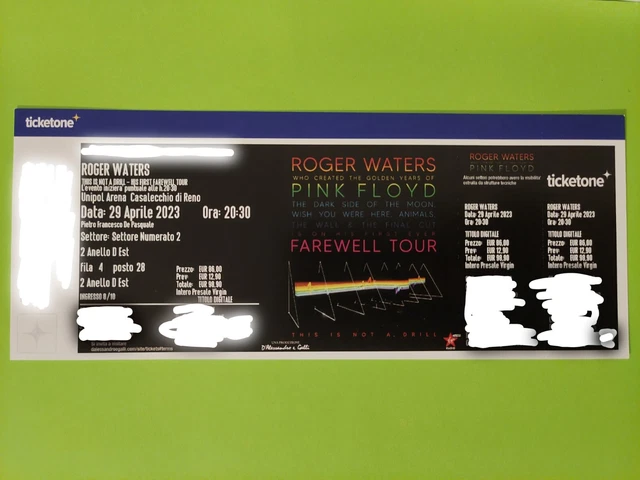 Biglietto concerto Roger Waters 29/04/2023 Unipol Arena - Casalecchio Di Reno