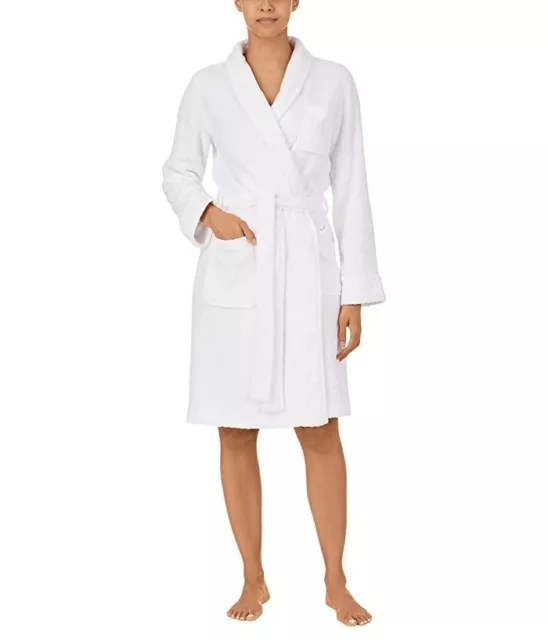 LAUREN Ralph Lauren L118109 Womens White Recycled Clipped So Soft Robe Size S