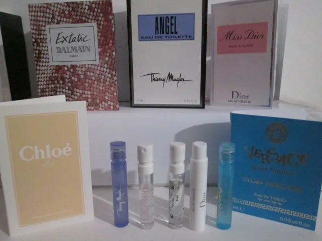 5 x High End Perfume Samples Sprays Dior Chloe Mugler Versace Brand New Release
