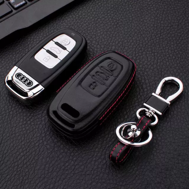 Leder Schlüsselhülle FOB Cover Case für Audi A4 A5 A6 A7 A8 Q3 A5 Q7 Schlüsssel 3