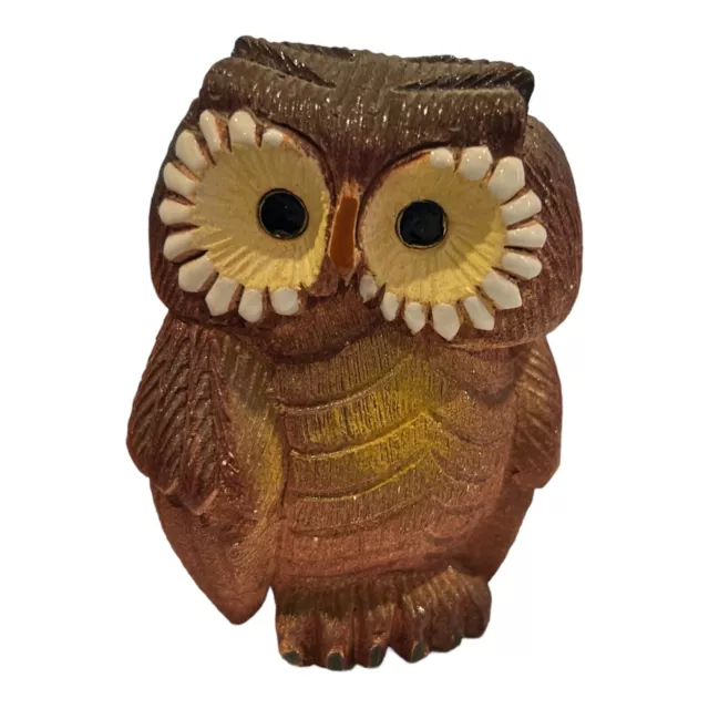 Vintage Artesania Rinconada Owl Figurine 058 Uruguay Signed 3.5” Hand Carved