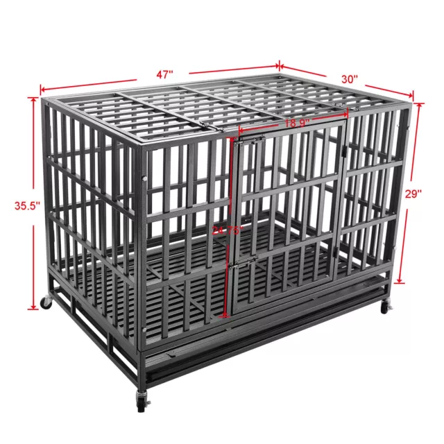 New Heavy Duty Dog Kennel Pet Iron Crate Cage 47 inch Stackable 3