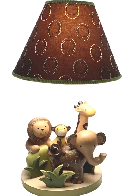 Lambs & Ivy Jungle Zoo Animals Lamp With Shade Kids Bedroom Nursery Safari Zoo