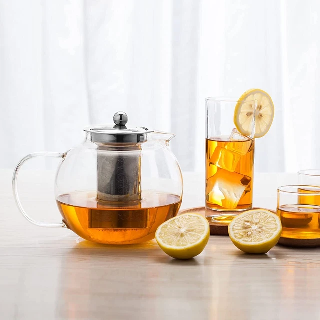 22oz/32oz Glass Teapot with Infuser Tea Kettle Stovetop Blooming Loose Leaf Tea