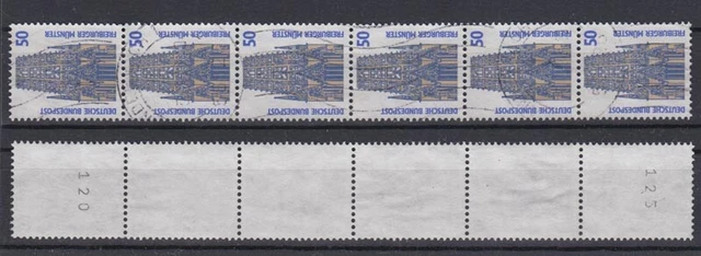 Bund 1340 A RM 6er Streifen SWK 50 Pf gestempelt