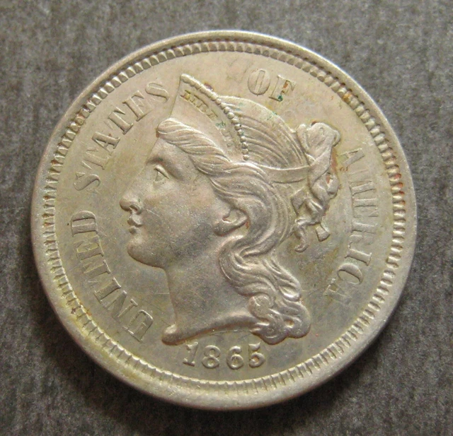 1865 Three Cent - Nickel - * 3¢ Piece * - (P3832)