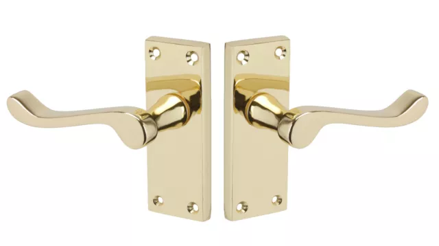 Victorian Internal Door Handles on Backplate - Polished Brass Door Handles