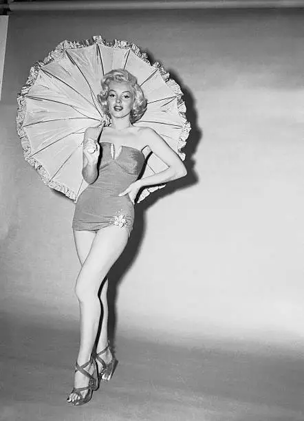 Marilyn Monroe in Swimsuit Holding Parasol - Just for the reco - 1953 Old Photo