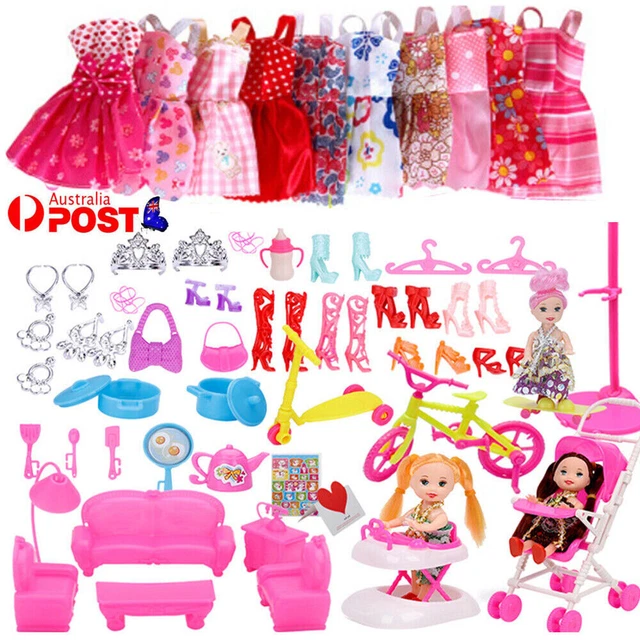 Barbie Doll Clothing Bulk 118Pc Pack Evening Casual Dress Clothes Outfits & Shoe