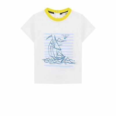 ARMANI T-shirt maglia bianca neonato bambino barca cotone stretch 6 12 18 24mesi