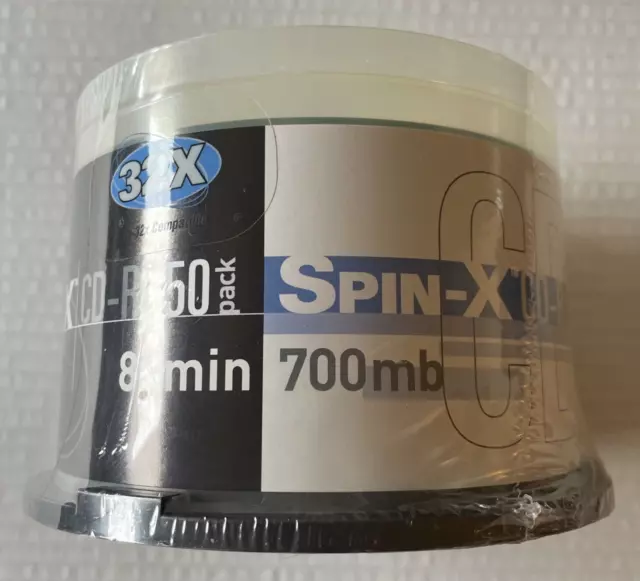 100 Pack Spin X Diamond Clear Coat CD-R 700MB 48X 80Min