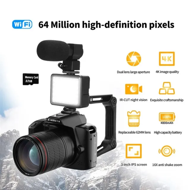 Digital Photography Camera 4K WIFI WebCam Video Recorder 64MP Camcorder2163