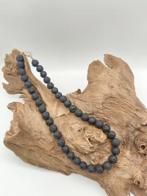 Collier de perles en pierre de lave naturelle de qualité AAA pour hommes et...