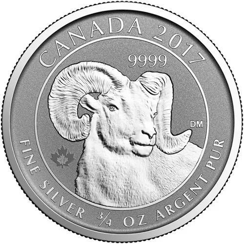 2017 3/4 oz Reverse Proof Canadian Silver Big Horn Sheep Coin