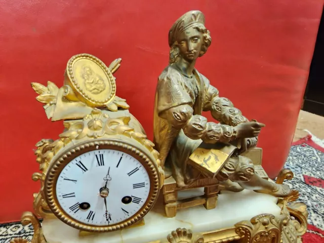 19th Century French Gilt Spelter Figural Mantle Clock 3