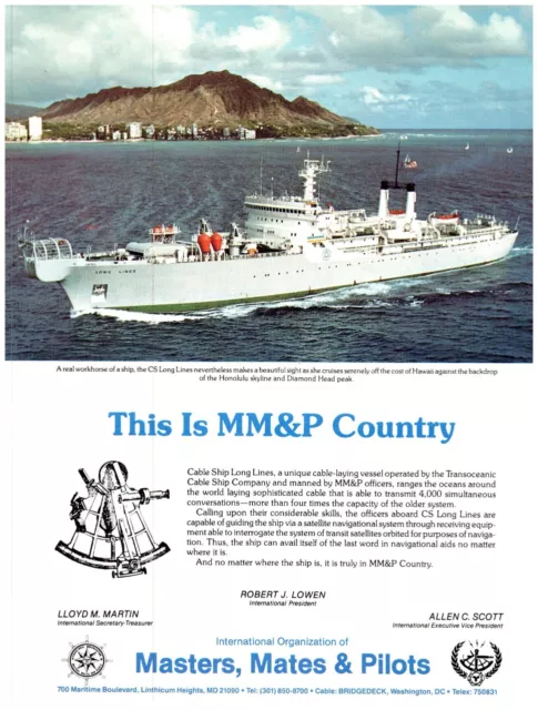 CS Cable Ship Long Lines Honolulu Diamond Head Peak MM&P Country Print Ad 8x11"