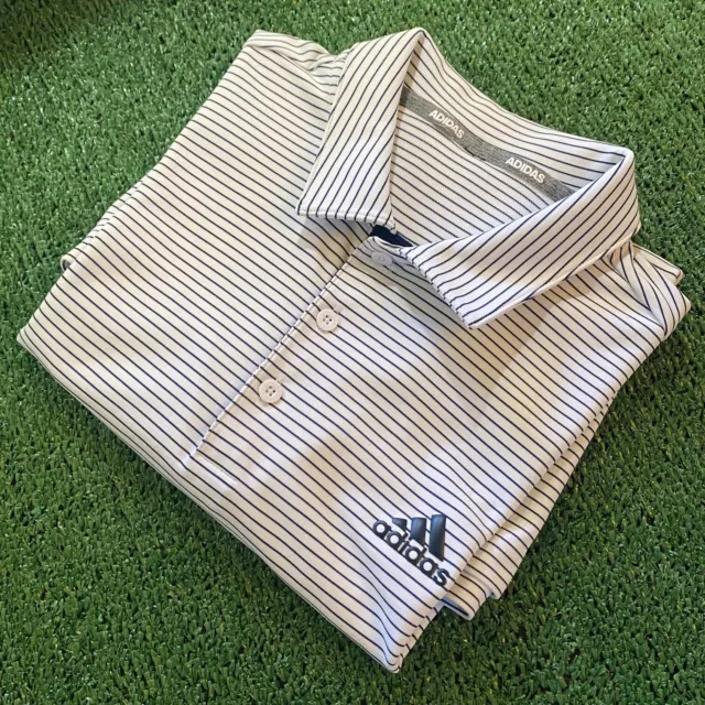 Adidas Men's Performance Golf Shirt White Striped Size Large