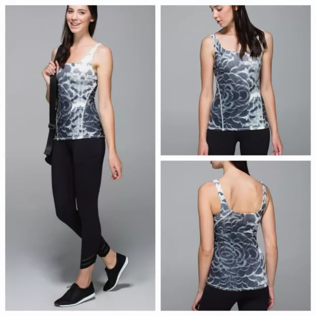 Lululemon Amala Tank Pretty Plume Angel Wing Black Size 10