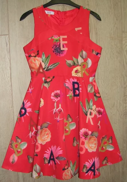 Ted Baker Girls Red ABC Floral Print Summer Party Dress Age 13 Immaculate