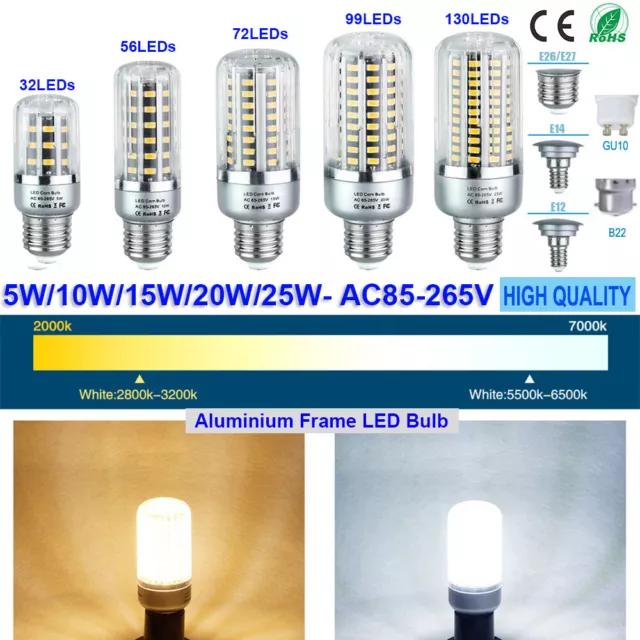 B22 GU10 E12 E14 E27 Corn Light Bulbs 5W-25W LED Lamp Radiator Lighting Bulbs UK