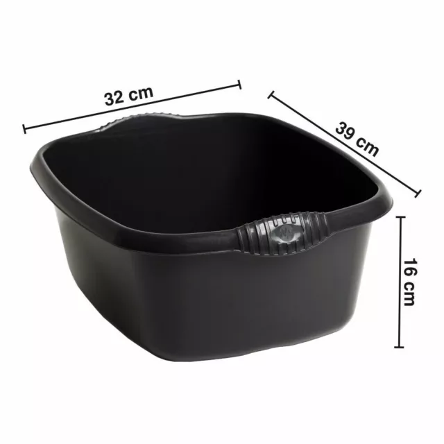 39cm Large Washing Up Sink Bowl Strong Caravan Basin Tub Midnight -Dark Grey