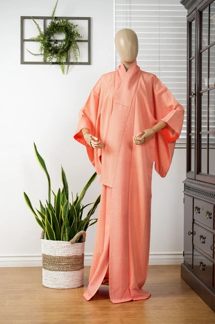 Dear Vanilla Japanese Silk Kimono Women's Robe Gown Authentic Japan Vintage Mint