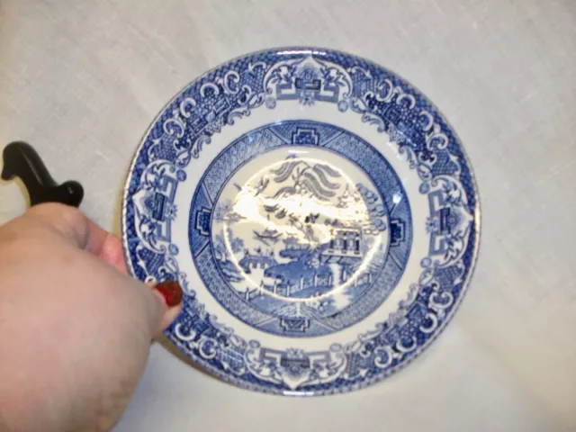 Vintage  English Ironstone Blue  & White Willow Soup / Cereal Bowl