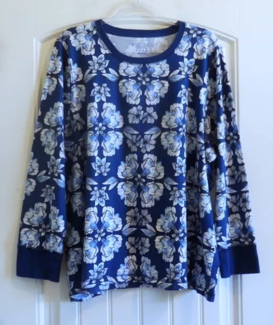 Vera Bradley Women's Blue Crew Neck Light Weight Floral Sweatshirt SZ 3X 3XL