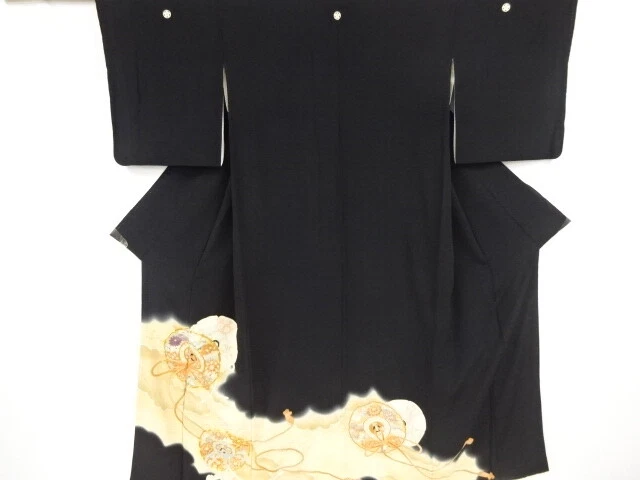 39780# Japanese Kimono / Antique Tomesode / Embroidery / Mirrors