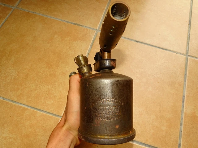 ANCIENNE LAMPE À Souder EXPRESS par L.G. Breveté SGDG Chalumeau Laiton