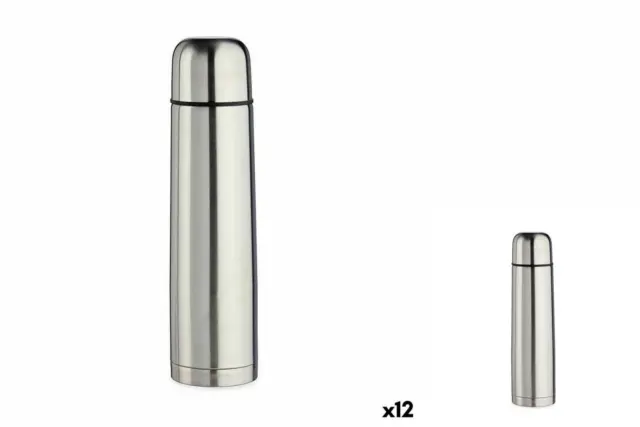 Bottiglia termica colori argento acciaio inox 1 L 12 pezzi
