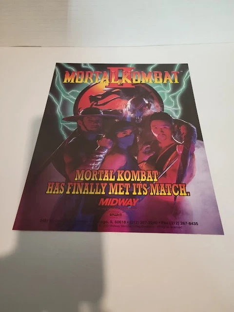 Flyer  MIDWAY,MORTAL KOMBAT 2  Arcade Video Game advertisement original see pic