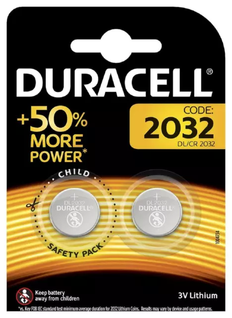 Pilas de boton Duracell bateria original Litio CR2032 3V en blister 2X Unidades