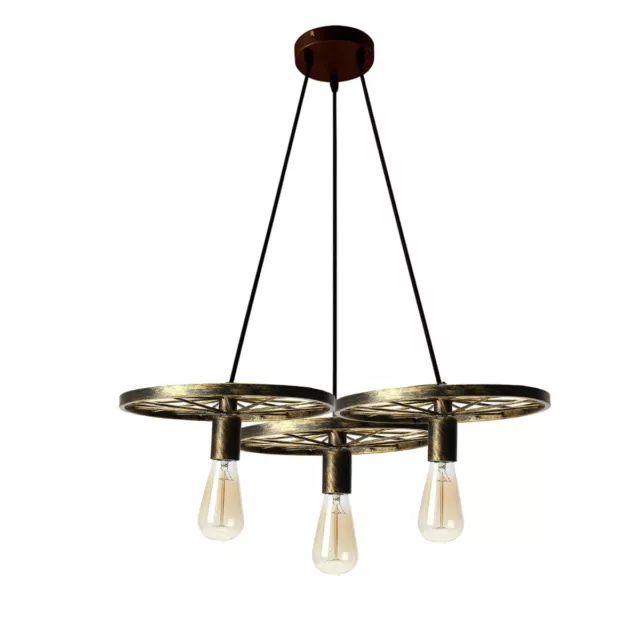 Vintage Ceiling Pendant Light Industrial 3 Way Wheel Pendent Hanging Retro Lamp