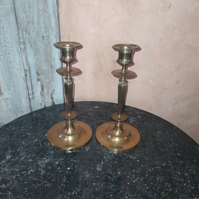 Paire De Bougeoirs Anciens En Bronze - Style Rocaille - XIXe Siècle - Occasion