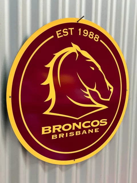 Brisbane Broncos Round Metal Sign Heavy Duty Great For Mancave