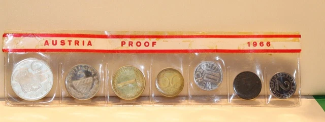 1966 Austrian Austria Mint Proof Coin Set (7) Coins